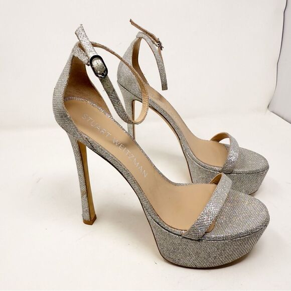 Stuart Weitzman Nudistcurve Hollywood Platform Glitter Heels Size 11 - Picture 4 of 8